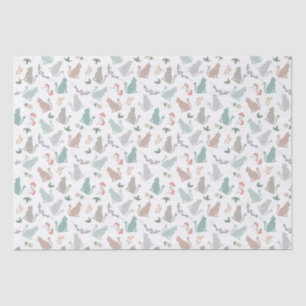 Papier Mousseline Chat Vintage dans le jardin floral en blanc