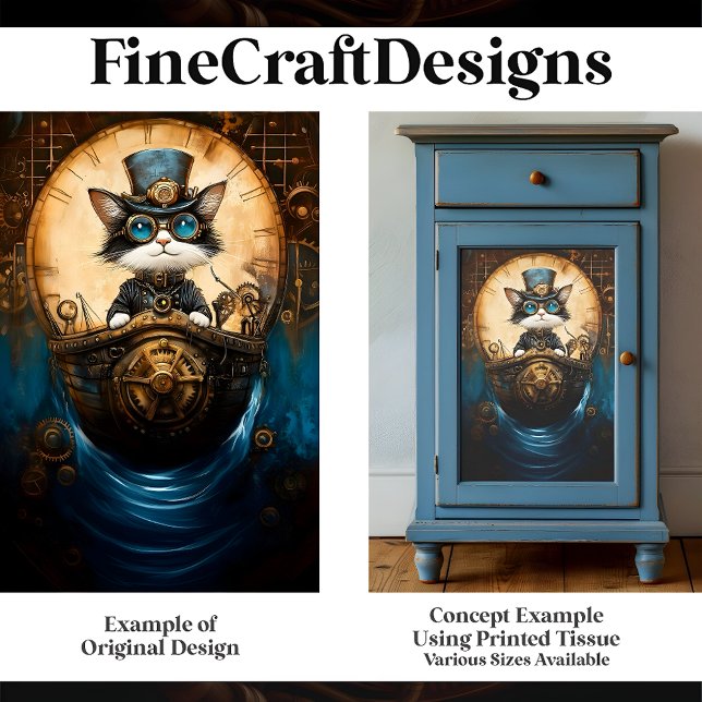 Papier Mousseline Chat Whimsical Cute Steampunk En Bateau G7 Découpa (Créateur téléchargé)