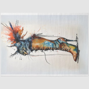 Papier Mousseline Chat Whimsical dans un Boot Vibrant couleurs Décou