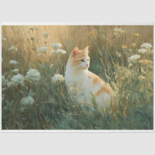 Papier Mousseline Chat Whimsical dans une page de découpage de champ