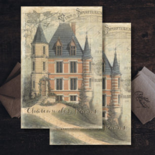 Papier Mousseline Château de France - Script Vintage Ephémère Découp