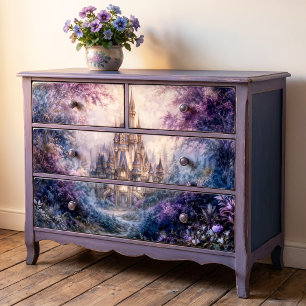 Papier Mousseline Château de la Flèche Bleue de la Forêt Pourpre Fan