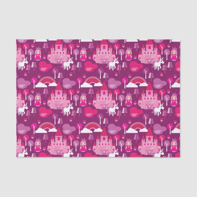 Papier Mousseline château de princesse et arc-en-ciel de licorne (Recto)