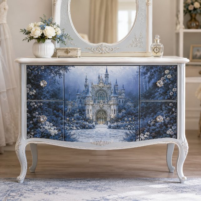 Papier Mousseline Château découpé bleu au clair de lune (Créateur téléchargé)