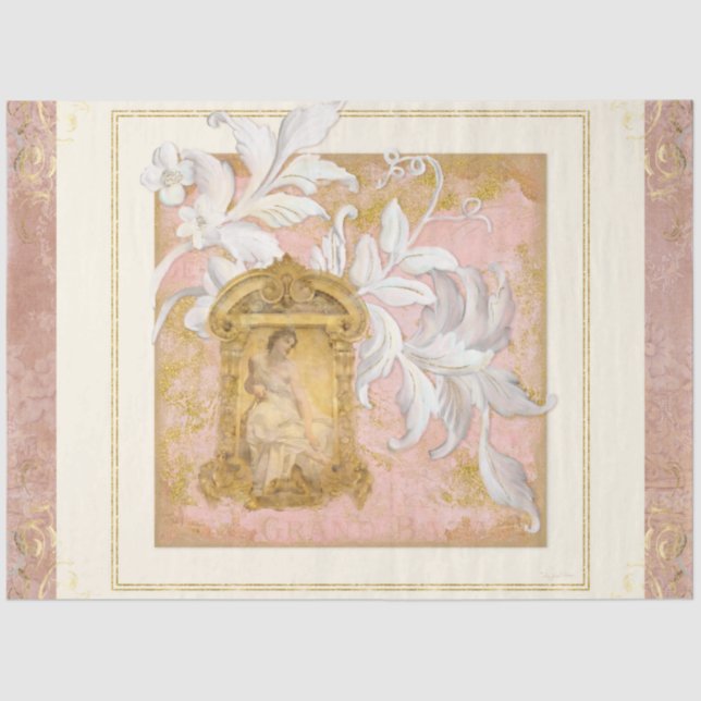 Papier Mousseline Château Français Élégante Art Découpage Femme Vint (Recto)