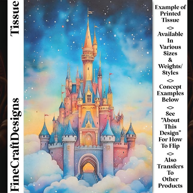 Papier Mousseline Château Imaginaire Aquarelle Dans Nuages CK1 Décou (Créateur téléchargé)