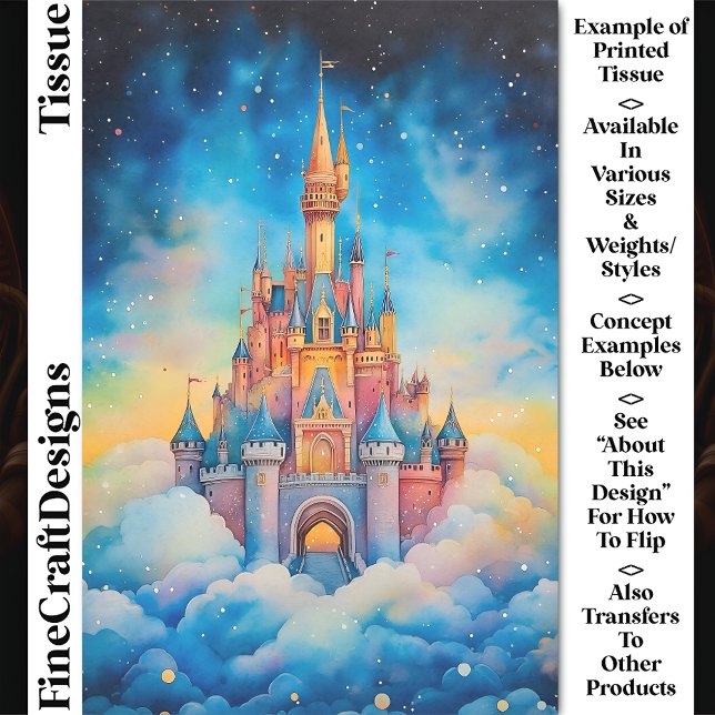 Papier Mousseline Château Imaginaire Aquarelle En Nuages CJ9 Découpa (Créateur téléchargé)