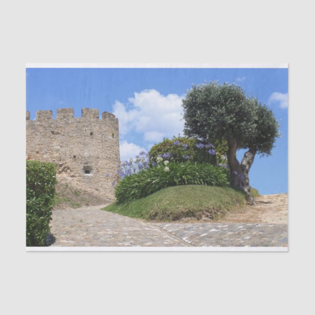 Papier Mousseline Château médiéval et olivier (Recto)