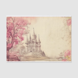 Papier Mousseline Château médiéval rose vintage