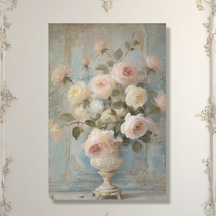 Papier Mousseline Château Vintage Floral bleu rose découpage