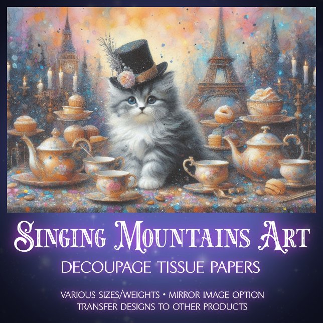 Papier Mousseline Chaton de conte de fée Soirée de thé découpage vin (Créateur téléchargé)