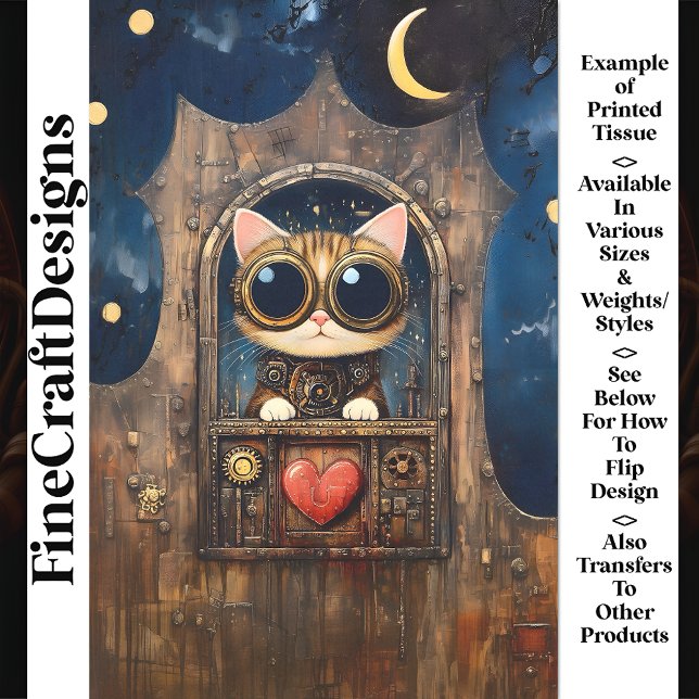 Papier Mousseline Chaton marbré Steampunk Fantastique Découpage AR1 (Créateur téléchargé)