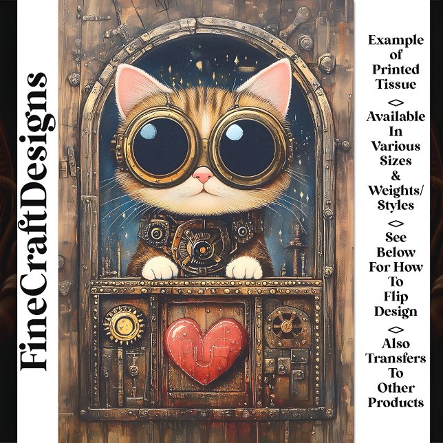 Papier Mousseline Chaton marbré Steampunk Fantasy AR2 Découpage (Créateur téléchargé)