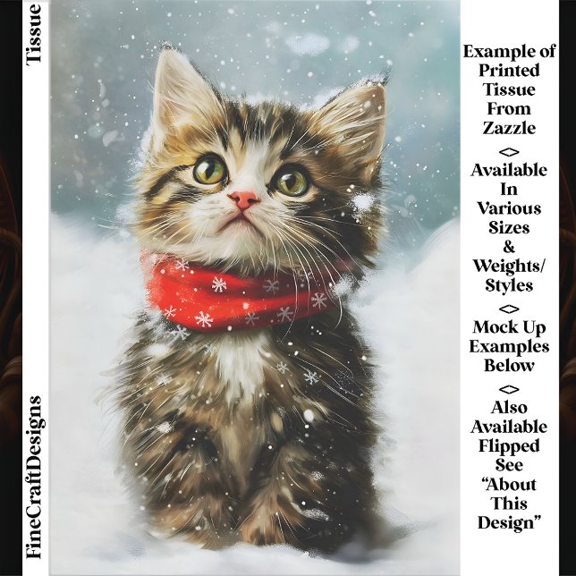Papier Mousseline Chaton neigeux, Écharpe rouge de Noël EG2L Découpa (Créateur téléchargé)