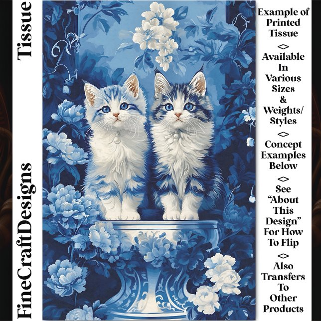 Papier Mousseline Chatons bleus et blancs originaux, découpage flora (Créateur téléchargé)