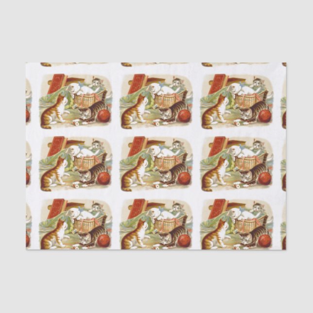 Papier Mousseline Chatons dans un jeu de panier (Recto)