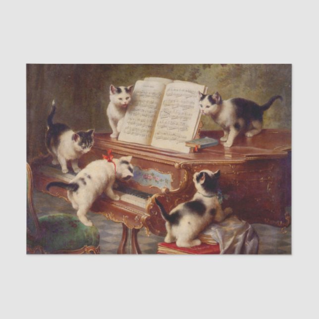 Papier Mousseline Chatons et piano (Recto)
