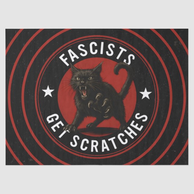 Papier Mousseline Chats Contre les Fascistes (Recto)