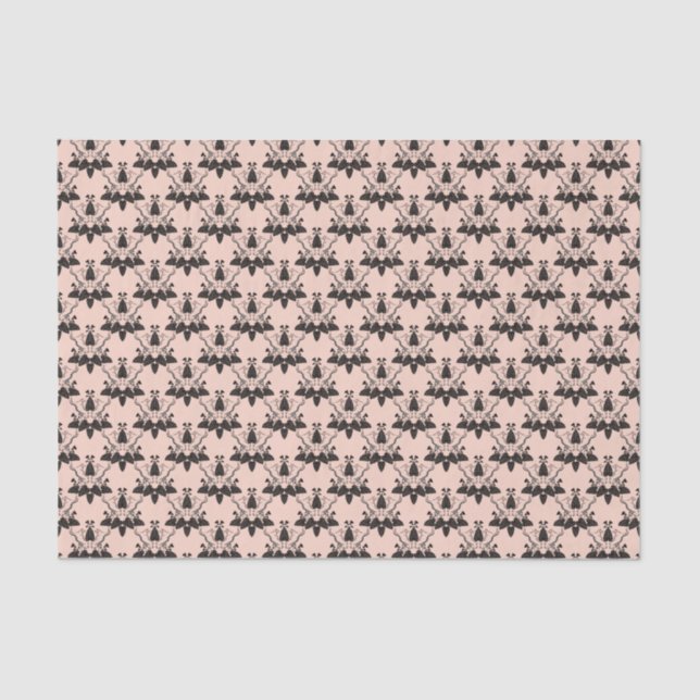 Papier Mousseline Chats et casserole Damask Look Motif (Recto)
