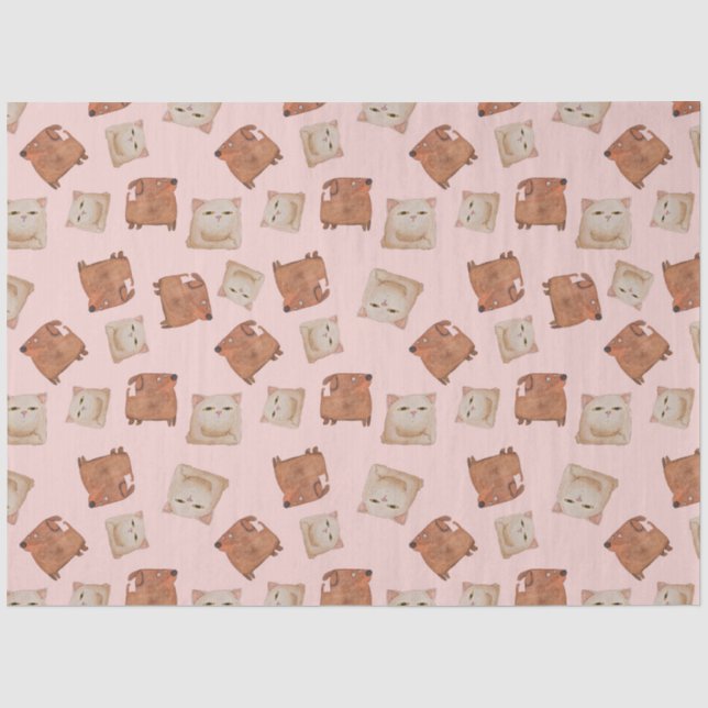 Papier Mousseline Chats et Chiens (Recto)