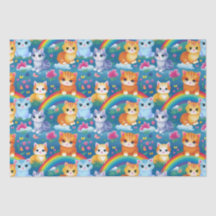 Chats Kitty heureux sur des nuages arc-en-ciel