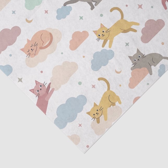 Papier Mousseline Chats mignons sur des nuages (Détail)