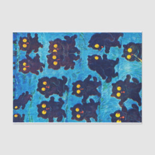 Papier Mousseline Chats noirs dansant au clair de lune, Louis Wain