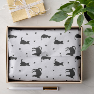 Papier Mousseline Chats noirs et étoiles Halloween