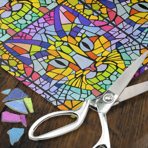 Papier Mousseline Chats super colorés - Découpage de Kitts de Mosaïq