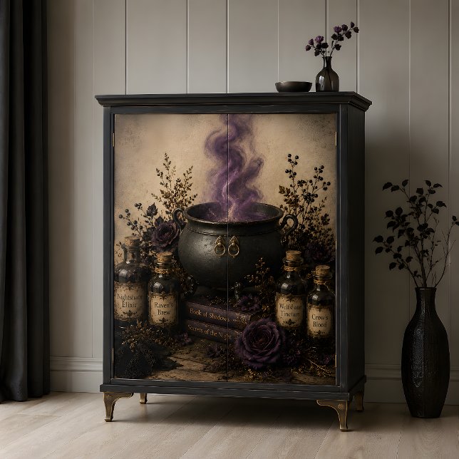 Papier Mousseline Chaudière de sorcière Potions violettes Apothicair (Witch Cauldron Purple Potion Gothic Apothecary Tissue Paper)