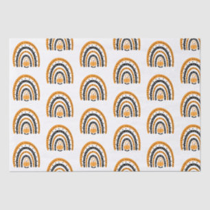Papier Mousseline Chauve-souris orange et noir Halloween blanc
