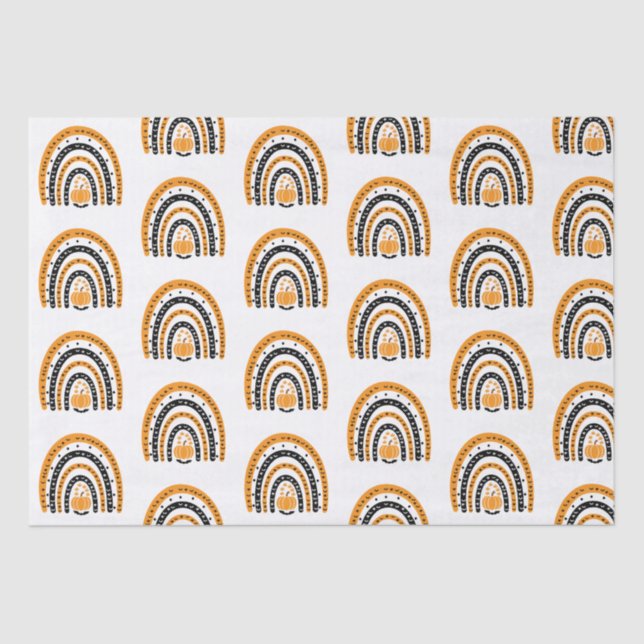 Papier Mousseline Chauve-souris orange et noir Halloween blanc (Recto)