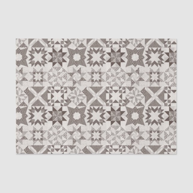 Papier Mousseline Cheater Traditionnel Patchwork Stars Quilt Black (Recto)