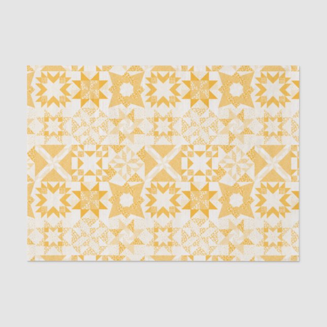 Papier Mousseline Cheater Traditionnel Patchwork Stars Quilt Blanc (Recto)