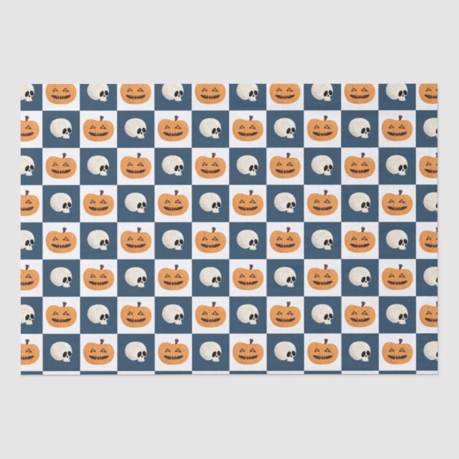 Papier Mousseline Checks de Skulls et Pumkins (Recto)