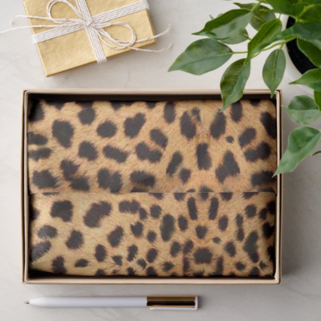 Papier Mousseline Cheetah Spots Motif Gold Black ID1155 (Cadeau)