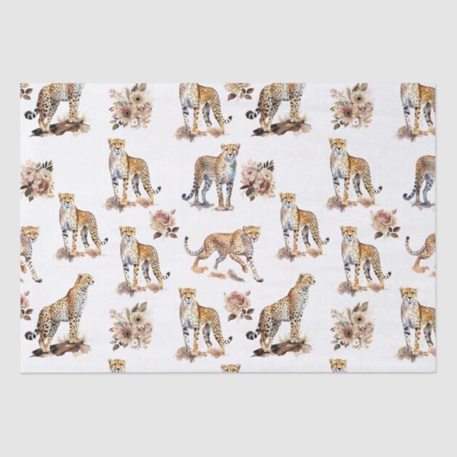 Papier Mousseline Cheetahs Floral (Recto)