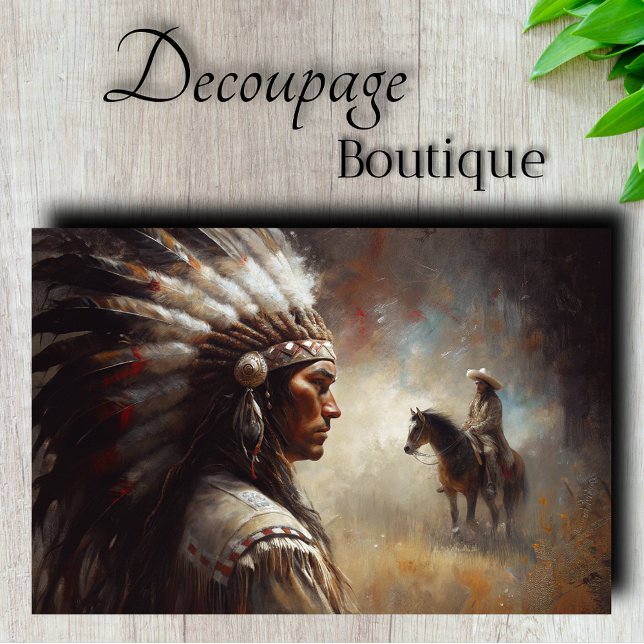 Papier Mousseline Chef amérindien Découpage (Native American Chief Decoupage Tissue Paper)