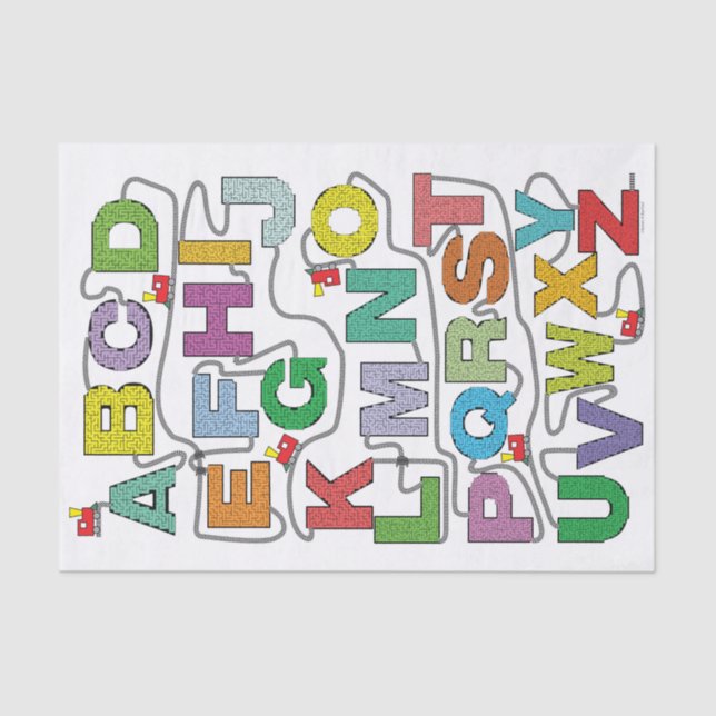 Papier Mousseline Chemin de fer Alphabet Maze Puzzles (Recto)
