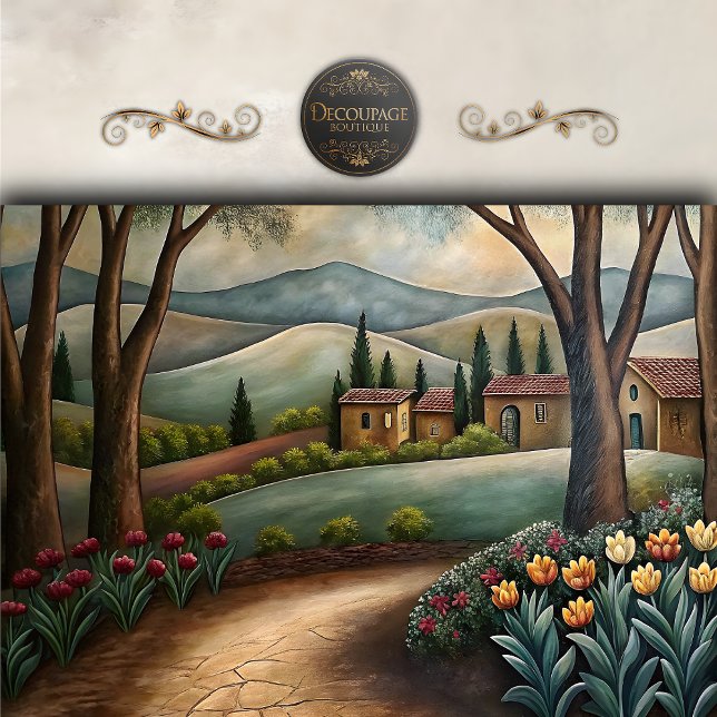 Papier Mousseline Chemin de Villa toscan en découpage (Tuscan Villa Pathway Decoupage Tissue Paper)