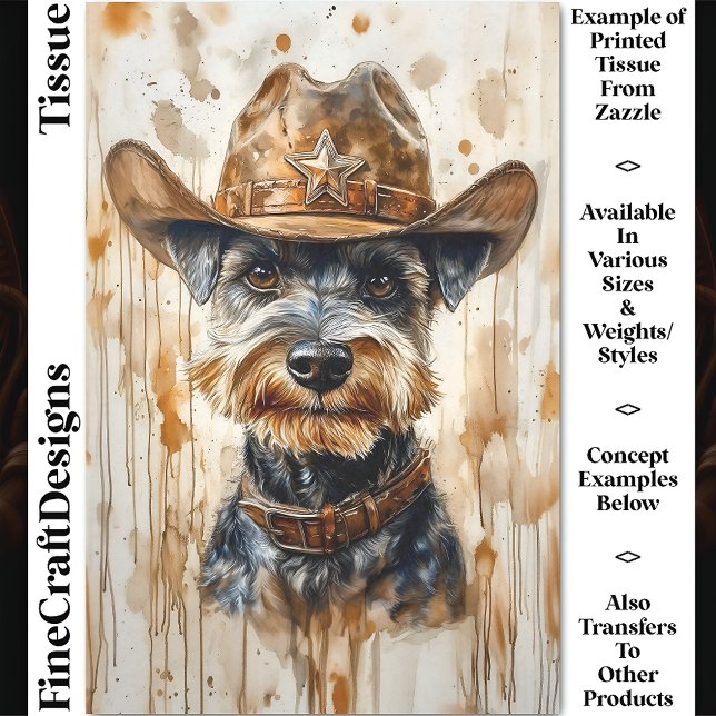 Papier Mousseline Chérif Cowboy Schnauzer Chien en Casquette DD7 Déc (Créateur téléchargé)