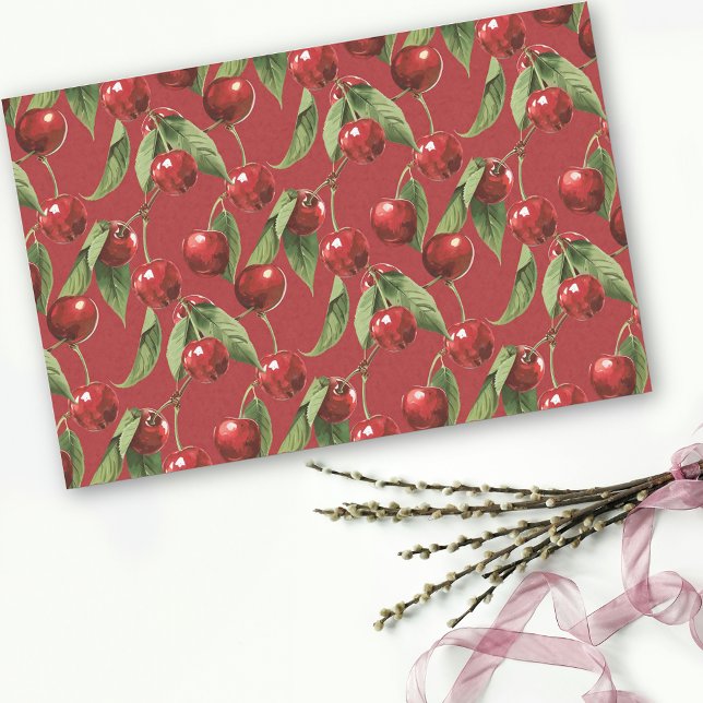 Papier Mousseline Cherries Cherry Motif rouge (Créateur téléchargé)