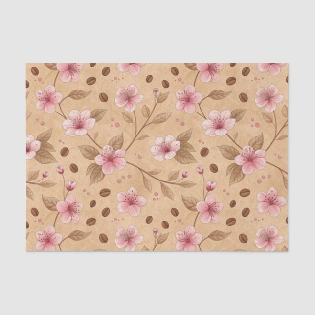 Papier Mousseline Cherry Blossom Coffee Cozy Pattern (5) (Recto)