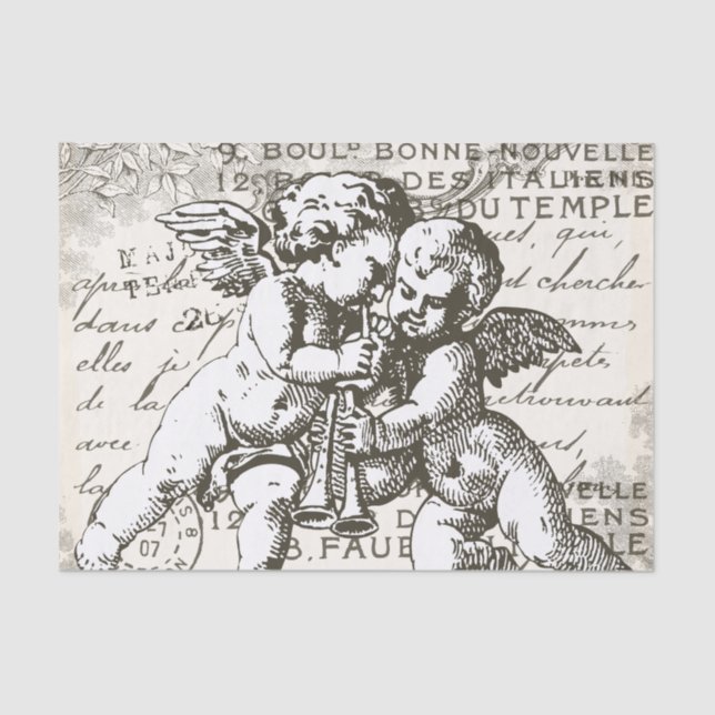 Papier Mousseline Cherub Decoupage papier de tissus - Français Vinta (Recto)
