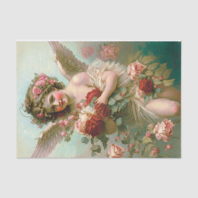 Papier Mousseline Cherub et Rose (Recto)