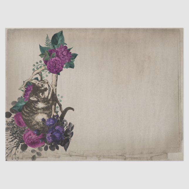 Papier Mousseline Cheshire Chat et Purple Floral Alice au pays des m (Recto)