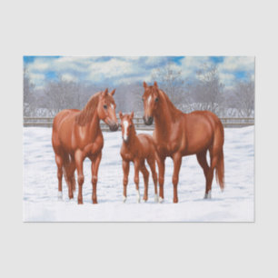Papier Mousseline Chestnut Sorrel Quarter Chevaux En Neige
