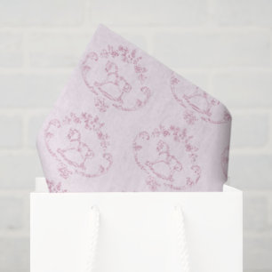 Papier Mousseline Cheval à bascule Toile de Jouy rose douche pour bé