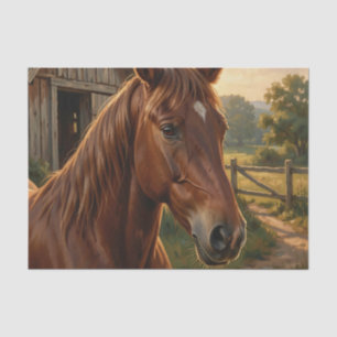 Papier Mousseline Cheval Alezan Heure Dorée Grange