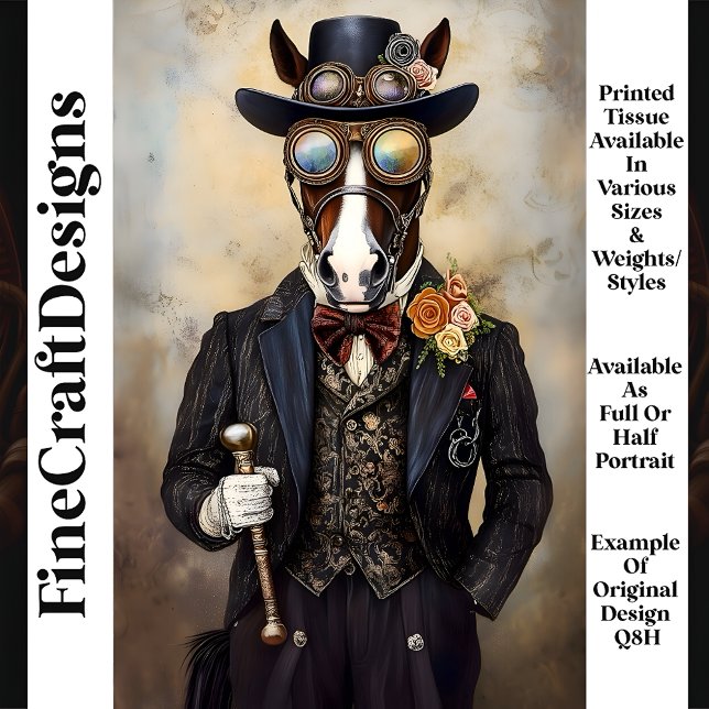 Papier Mousseline Cheval Anthropomorphe Steampunk Chic Q8H Découpage (Créateur téléchargé)